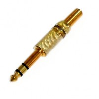AG1030: 6.35mm STEREO METAL PLUG WITH SPRING, GOLD CONNECTOR​ 