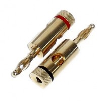 BG1001: GOLD BANANA  CONNECTOR FOR 16GA to 10GA WIRE, 2-Pack