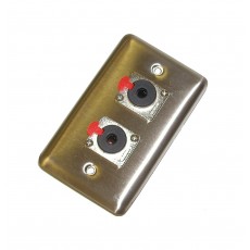 CAT-6.35D: Dual 6.35mm Female Metal Stainless Steel wall plate