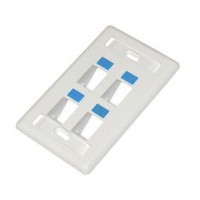 CAT603-4: 45  Degree Keystone wall plate 4 hole with icon