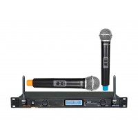 PPA61: 2-Channel UHF Wireless Microphone System, Digital Display